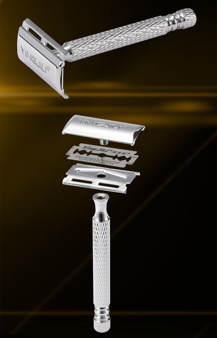 英吉利合金老式手动剃须刀双面刮胡刀手动刀片 英吉利3016h送16刀片