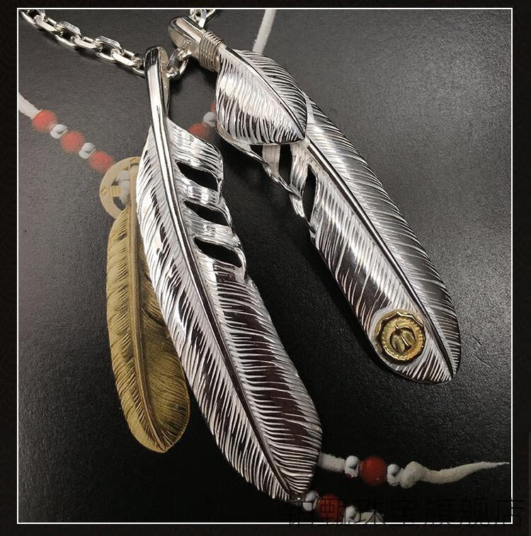 6015151515151515铂甄 高桥吾郎羽毛项链s925银吊坠