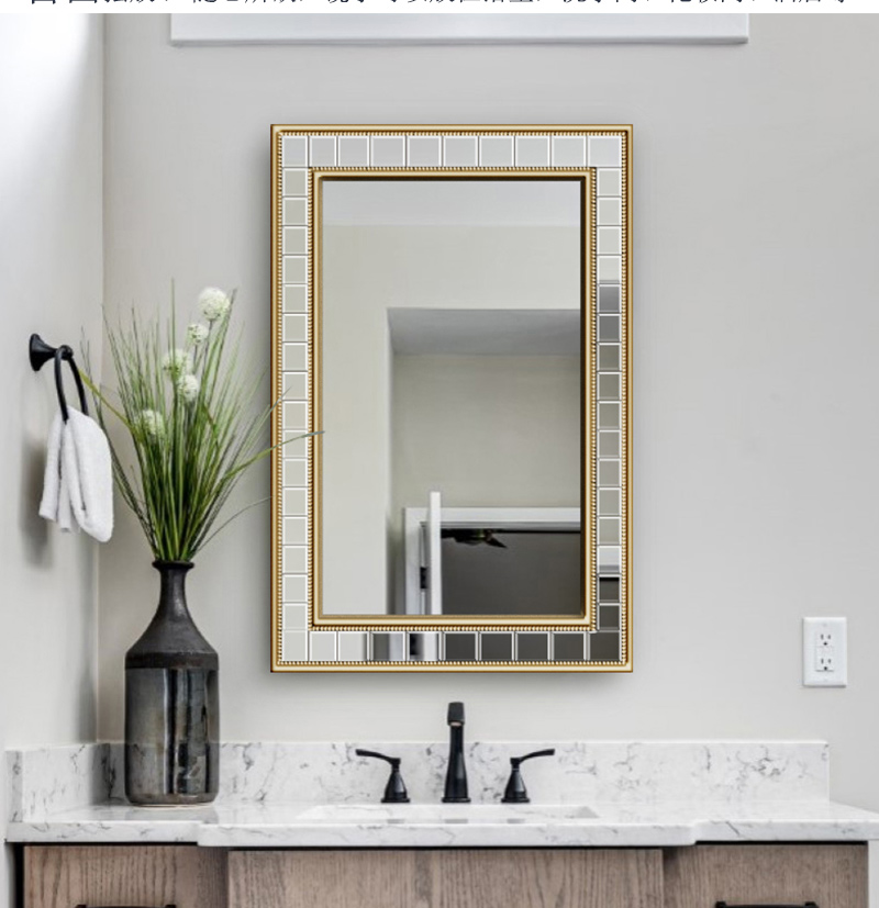 zxjien欧式浴室镜定制化妆镜卫生间防雾加灯洗漱镜智能卫浴镜子6090cm