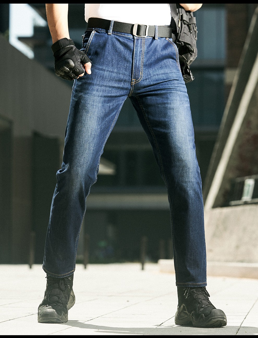 新品龙牙二代隐冰cordura战术通勤牛仔裤男夏长裤铁血品行中度石磨蓝