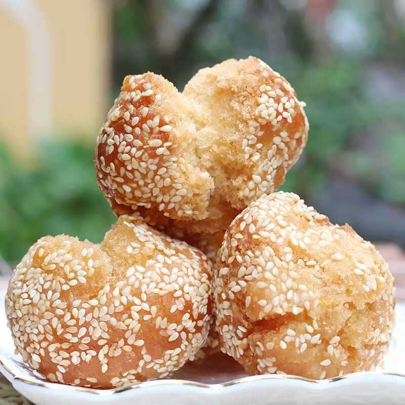 广西特产传统糕点开口笑零食开口枣芝麻球油炸零食小时