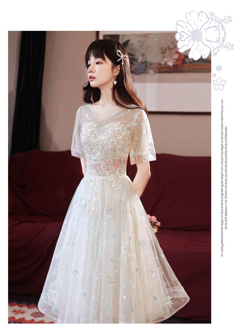 中学生独唱演出服女礼服白色晚礼服裙轻奢小众高端长款平时可穿宴会