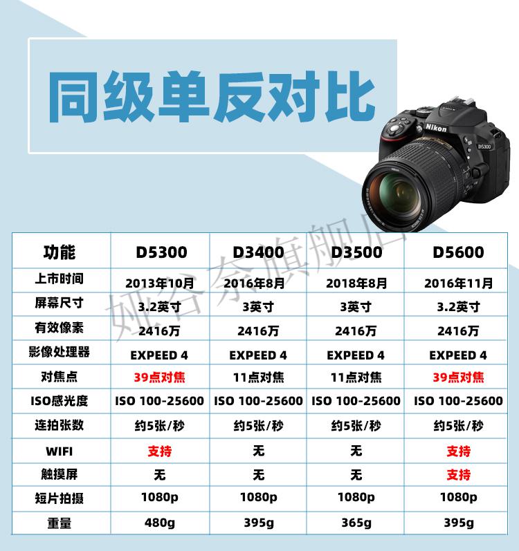 全新尼康d5300d5500d5600入门级学生旅游高清数码单反相机d3400街米国