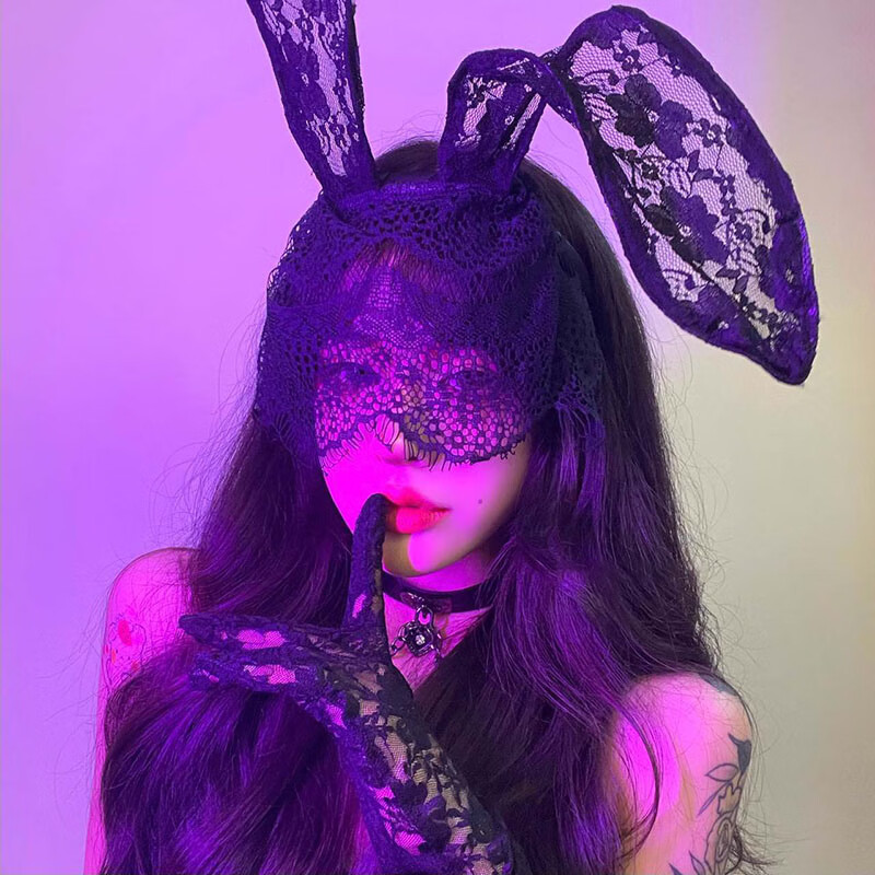 情趣性感黑色蕾丝边眼罩禁欲系遮光睡眠镂空面纱氛围感蒙眼调 黑