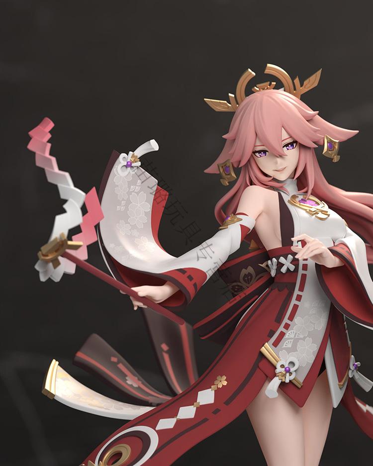 万代原神八重神子二次元游戏美少女模型动漫大巫女浮世笑百姿摆件 八