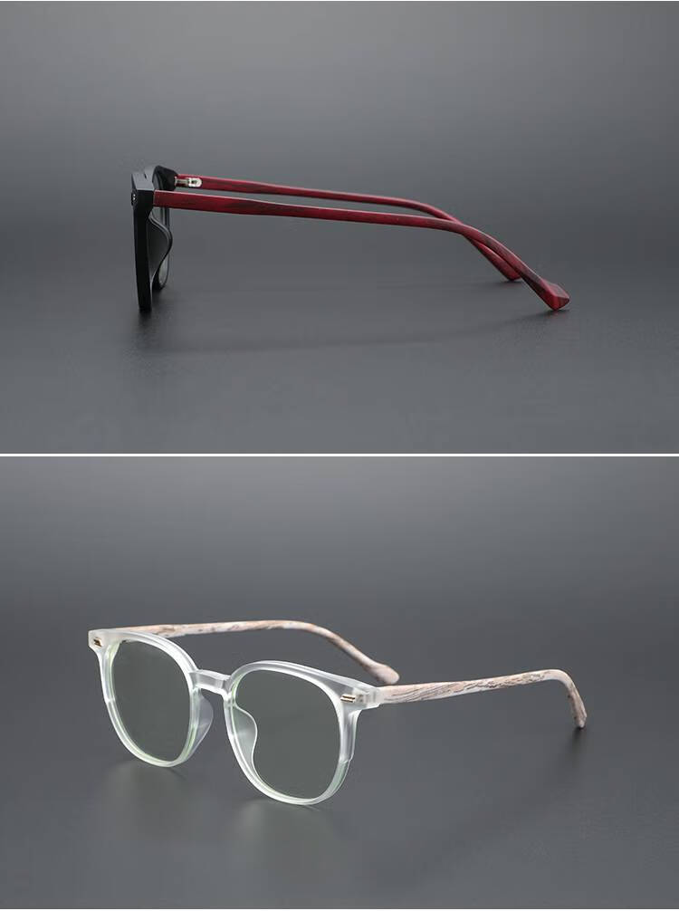 韩版方框近视眼镜框女磨砂透明眼镜架潮男木纹镜腿装饰复古眼镜 砂