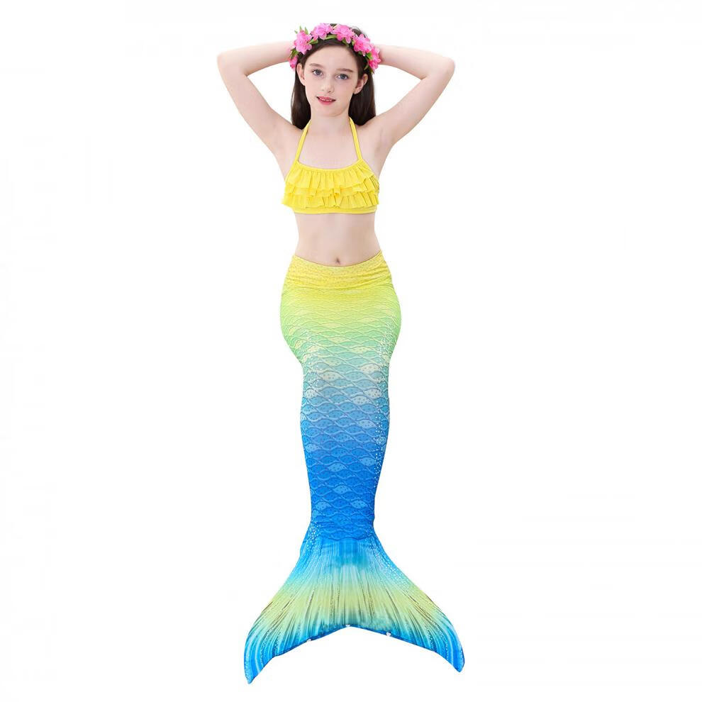 中二班儿童泳衣美人鱼泳衣小女孩泳装女童比基尼游泳衣美人鱼尾巴泳衣