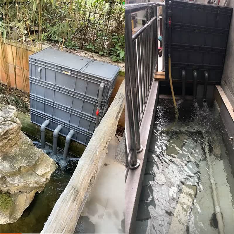 过滤系统鱼缸鱼池过滤箱周转箱过滤盒上滤过滤器外置滴流盒庭院水循环