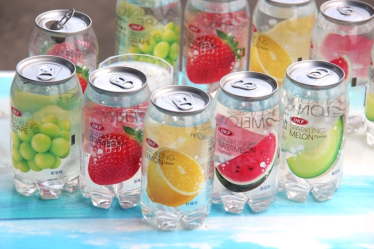 水 韩国进口okf果味气泡水葡萄草莓柠檬西瓜味汽水碳酸饮料网红饮品