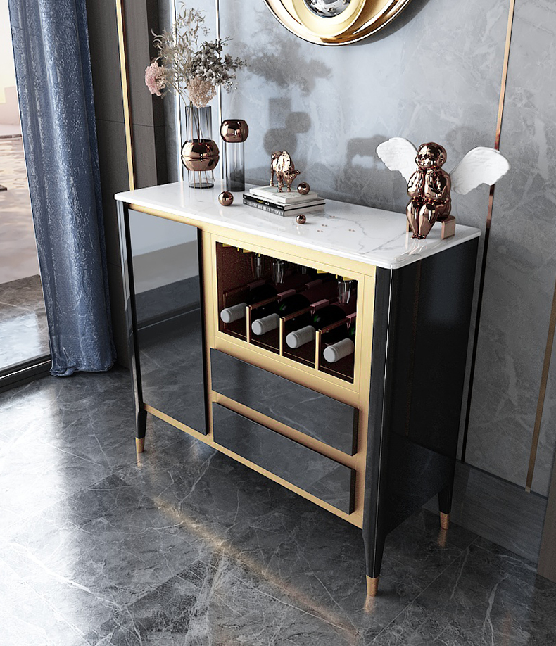 艺家达餐边柜大理石酒柜轻奢家用现代简约烤漆小尺寸柜子储物柜餐厅边