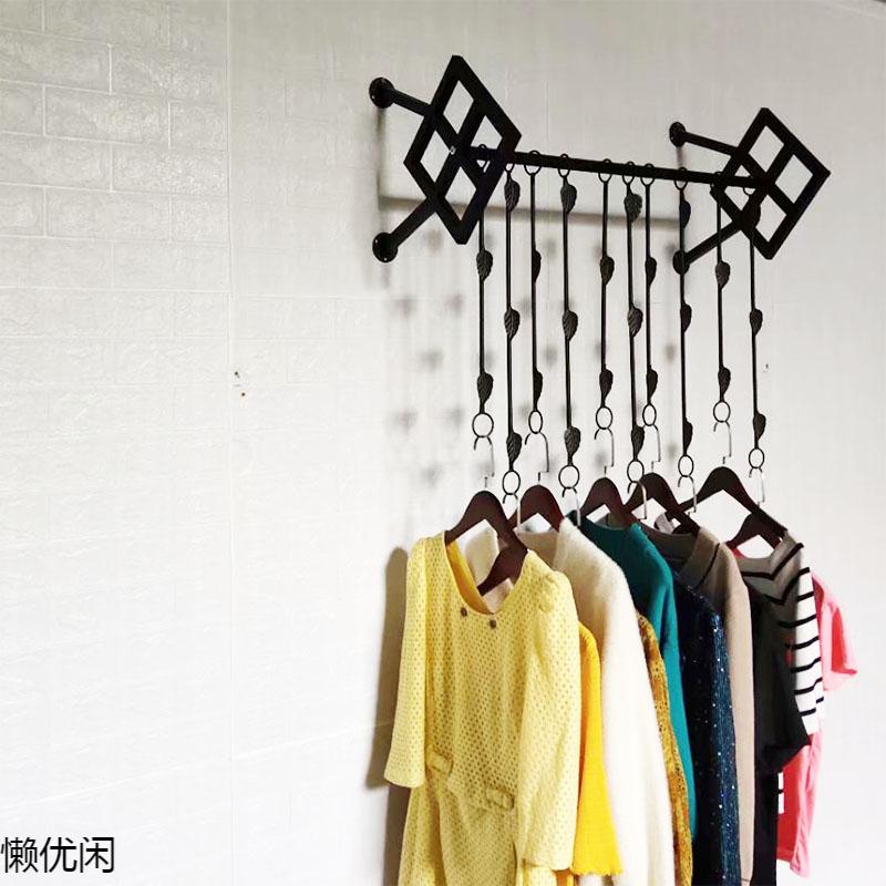 服装店墙壁挂衣杆服装店墙壁展示架上墙正挂壁挂横杆墙上衣服架子挂