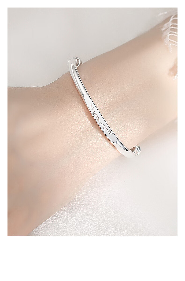 周大福星s999纯银手镯简约女款菱形玫瑰之约四叶草推拉 女友 玫瑰之约