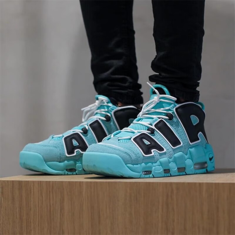 耐克nike air more uptempo 皮蓬大air 男女款休闲运动鞋 黑红公牛