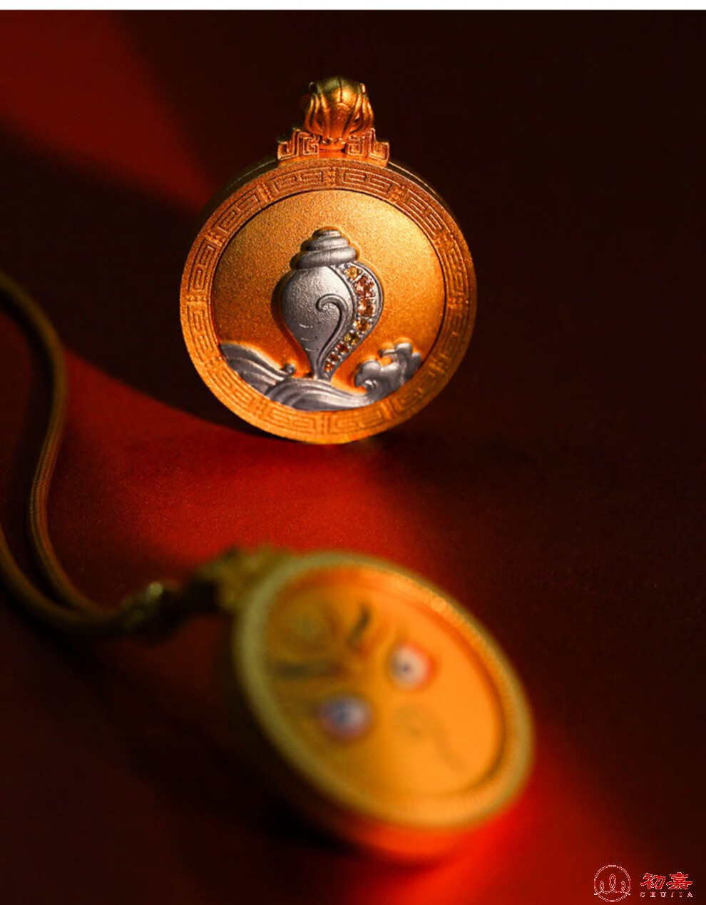 初嘉【般若佛眼】 金装西藏随身唐卡男女情侣吊坠项链 智慧眼(文殊