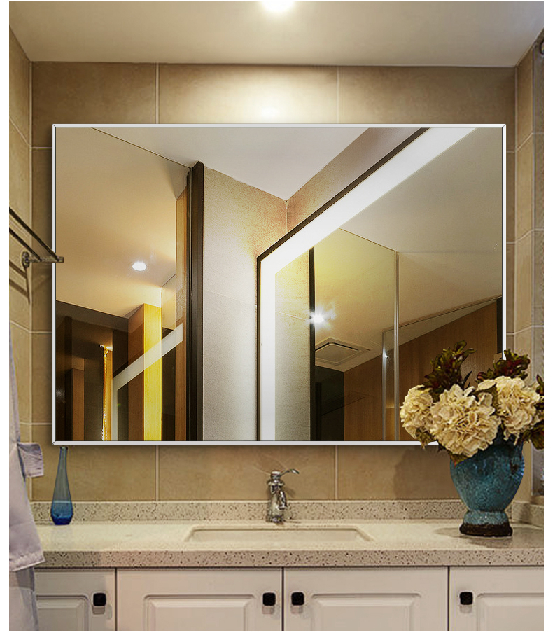 带边框浴室镜卫生间镜子壁挂简约百搭厕所镜梳妆镜 45cm*60cm 原色
