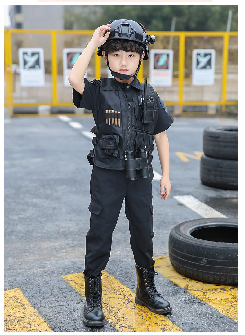 [官方旗舰]儿童警察的套装男童军装男孩特警衣服警装警官服男童表演服