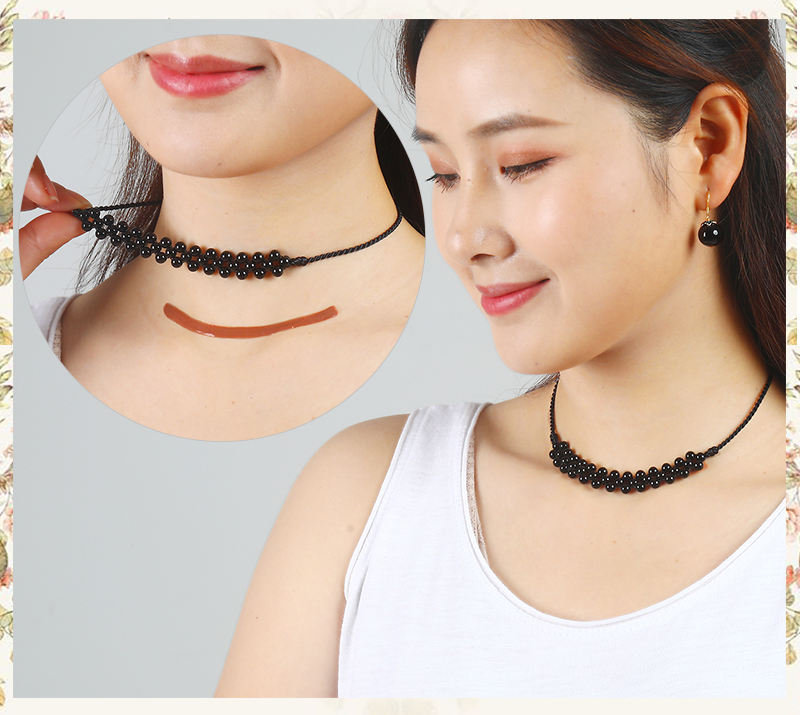 迪士尼脖子挡疤痕项链 黑玛瑙锁骨链甲状腺术后遮挡疤痕项链女百搭颈