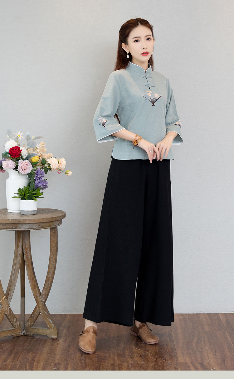 民国复古女古典汉服复古中式古风禅意茶服装中医馆茶楼技师工作服中式