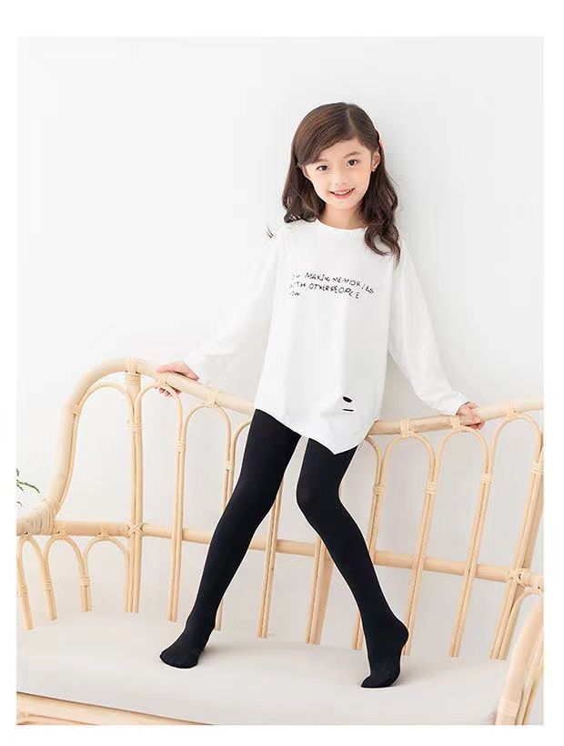 圣雪莎儿童连裤袜夏季舞蹈袜薄款女童跳舞裤袜春秋款女孩白色袜子打底