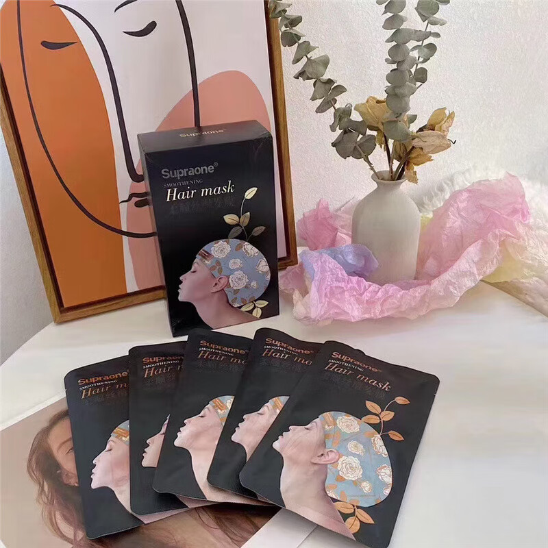 韩国supraone八分钟蒸汽发膜帽一次性发热毛躁家用护发帽子1盒5包