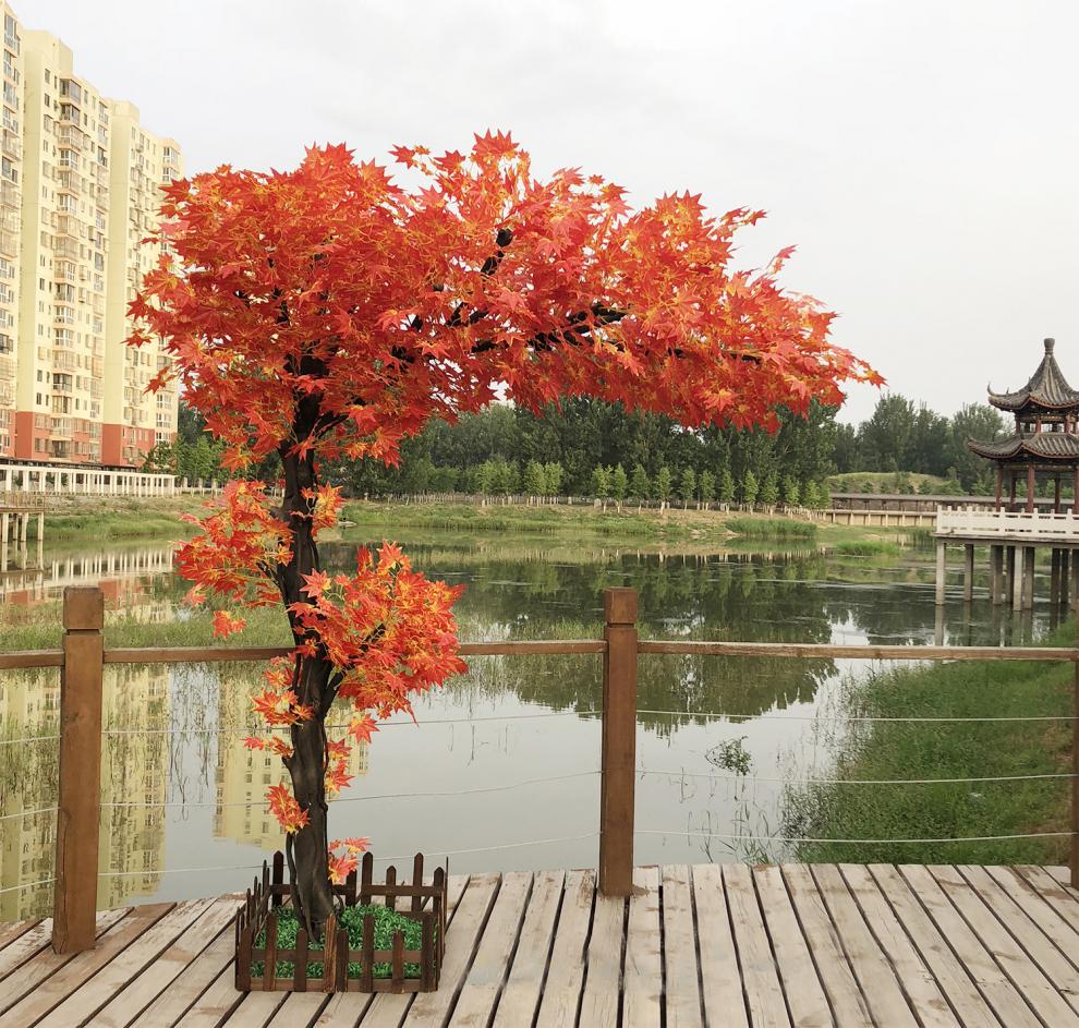 假树仿真树室内装饰仿真红枫树枫叶树假树造型树景观树客厅室内装饰