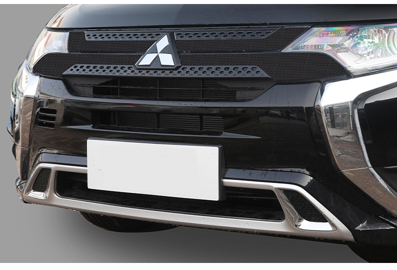 佳固 适用于三菱欧蓝德中网前脸车标装饰碳纤维贴纸亮黑外观改装黑