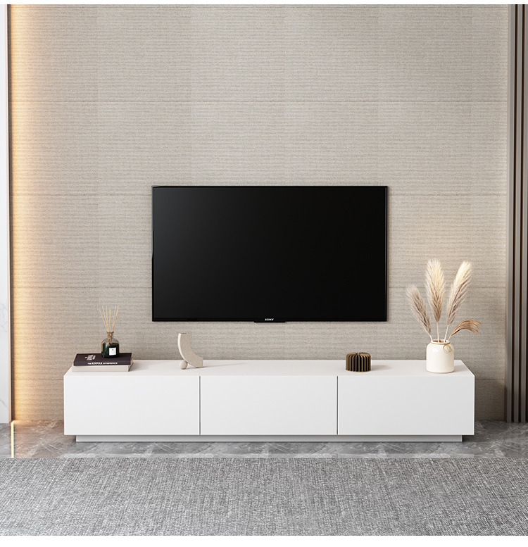 梓桦白色烤漆电视柜组合简约现代极简客厅电视机柜落地柜窄款长电视柜