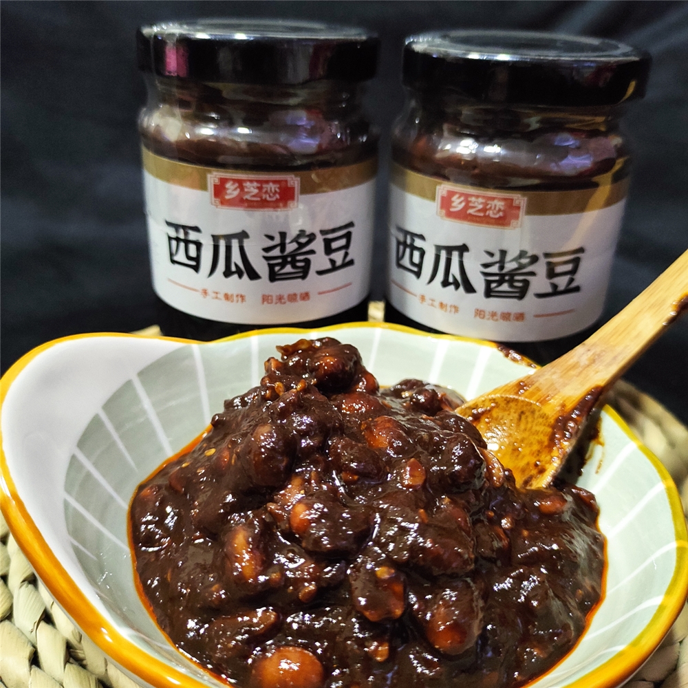 河南南阳传统豆豉豆池西瓜酱豆210g2瓶香辣2瓶