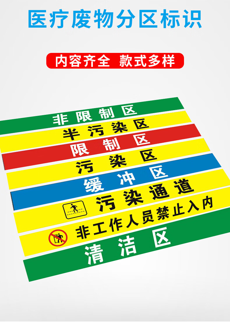 医院室地标 一米线地贴限制区非污染区小心地滑分区标识清洁区缓冲区