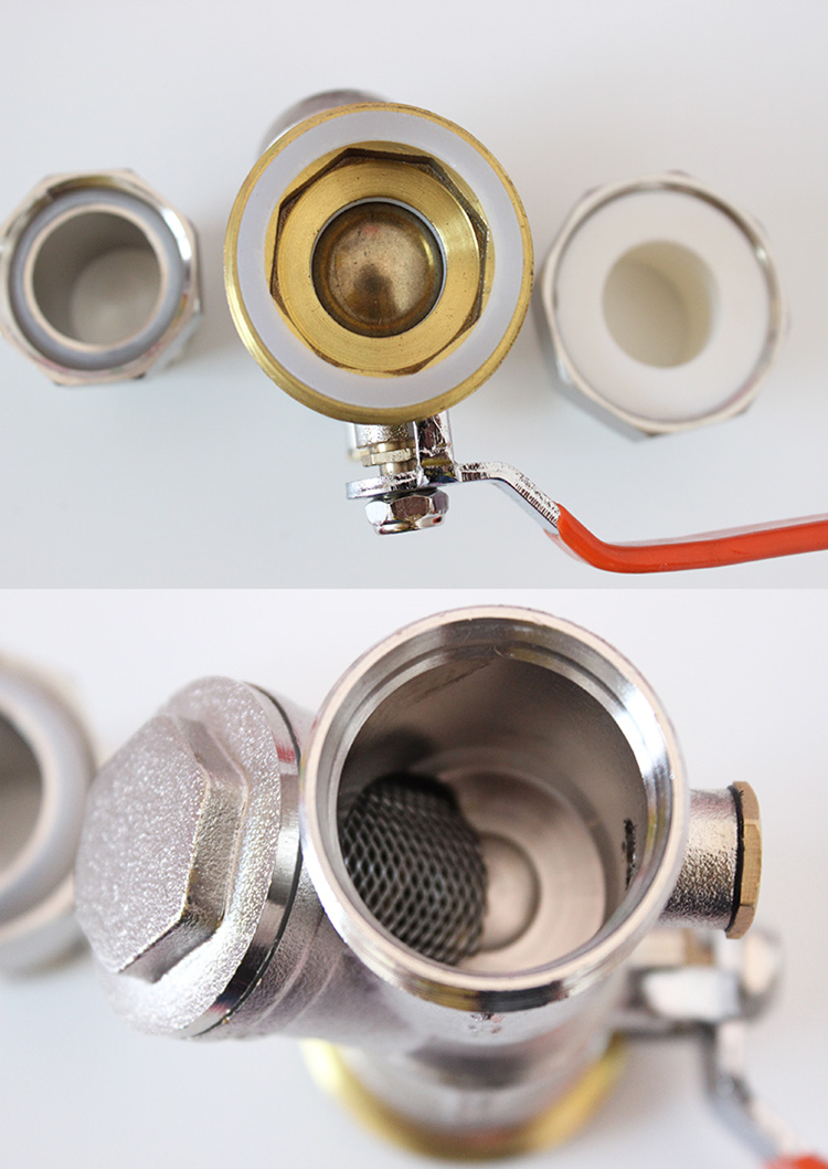 全铜地暖分水器阀门地热进出过滤器球阀水管管道开关防爆上下套阀1寸