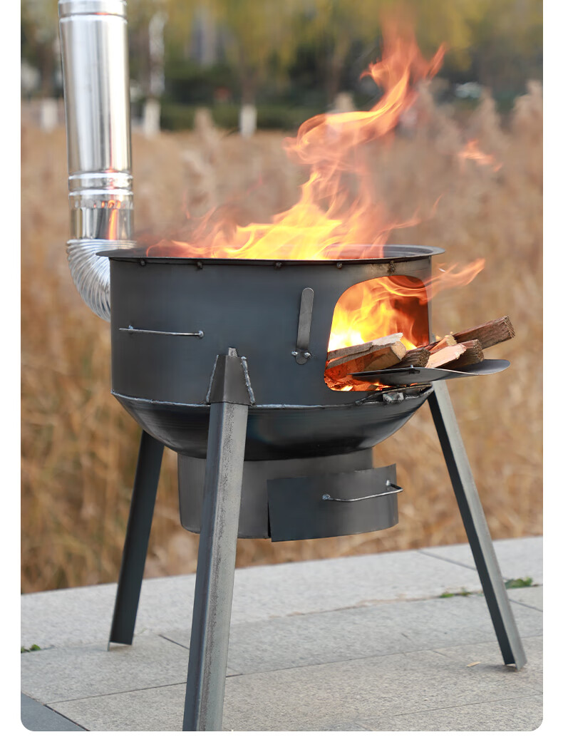 地锅 灶台铁锅炖新式柴火灶烧木柴大锅台简易家用柴火炉室内取暖乡下