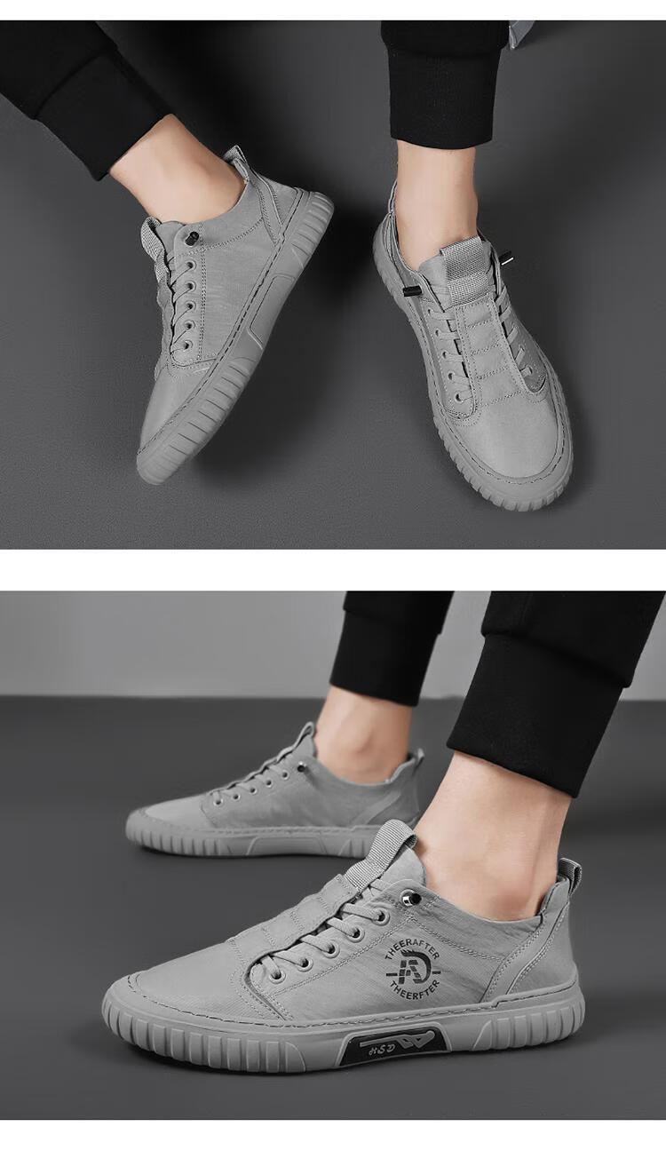 男士帆布鞋夏季一脚蹬运动板鞋 灰色 44【图片 价格 品牌 报价】-京东