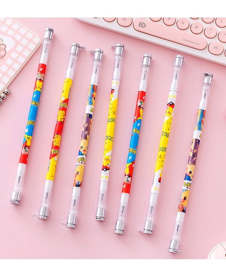 知鹿抖音同款发光转转笔伍六七钢珠磁吸黑蓝双头中性笔手指旋转水性笔