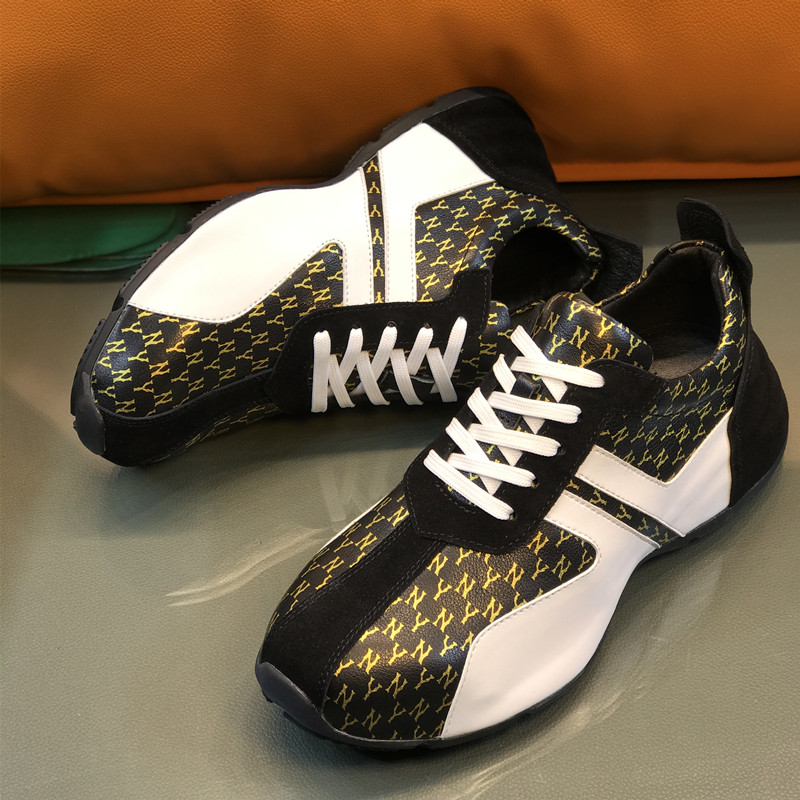 mlb联名欧洲站男鞋ny老爹鞋男潮流拼色内日系青年运动休闲鞋大码 白