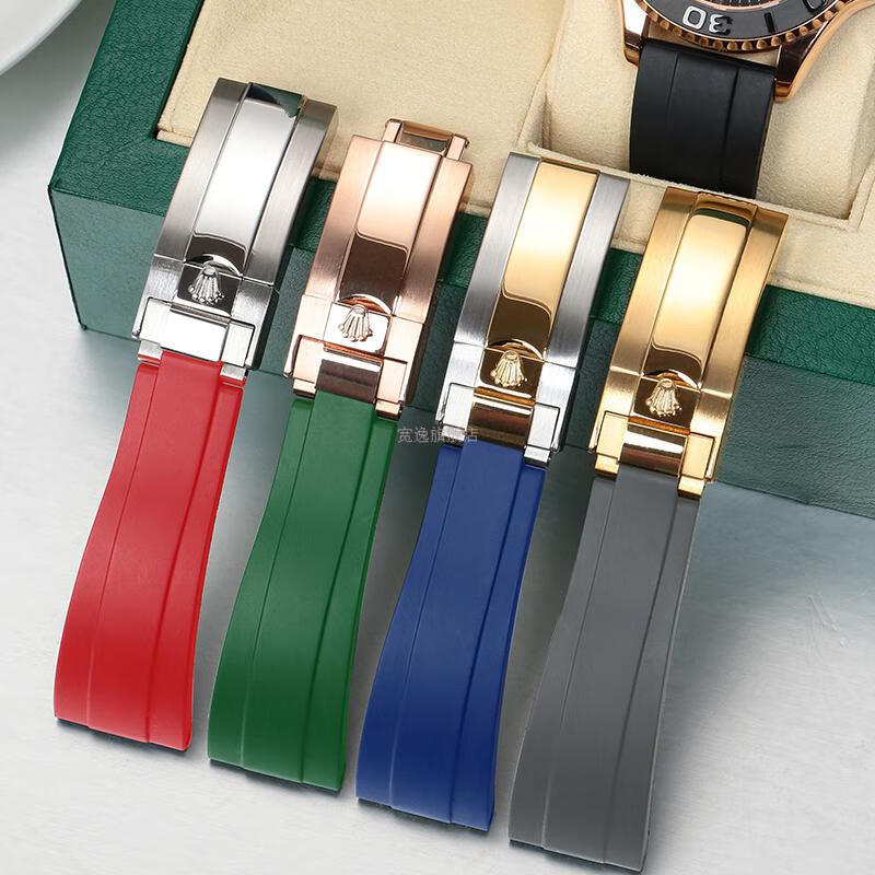 【旗舰自营】劳力士可乐圈表带原装 劳力士橡胶硅胶手表带迪通拿黑蓝