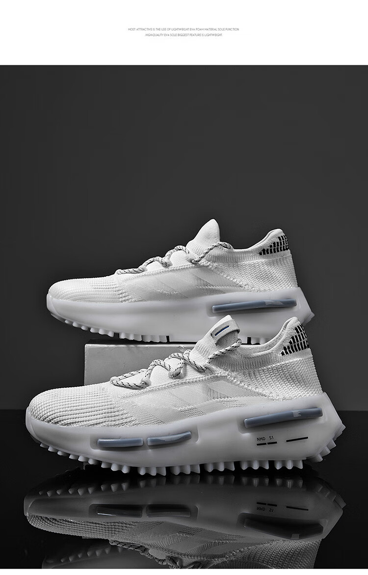 克同款1色椰子鞋男nmd袜套透气薄款莆田夏季运动跑步袜子鞋 绿色 36