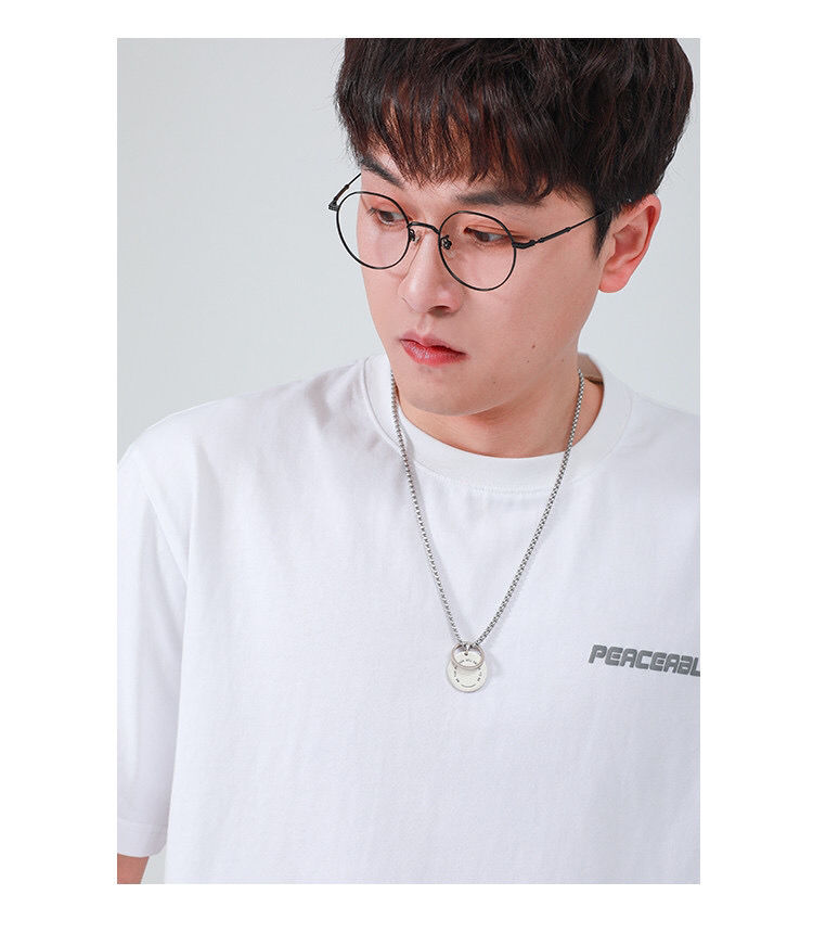 gwit九尾同款 男士peaceable夏季新款宽松体恤半袖潮牌纯棉t恤 深灰色