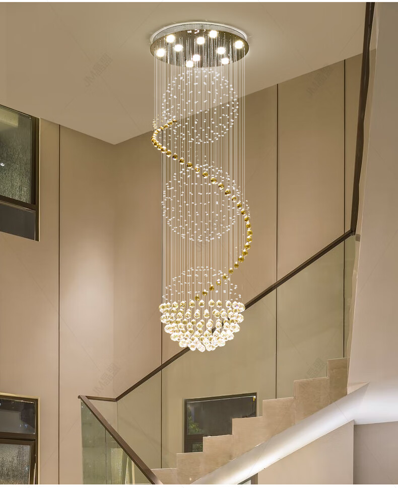 简纤旋转楼梯吊灯别墅大厅酒店大堂客厅楼梯间复式楼水晶楼梯灯长吊灯