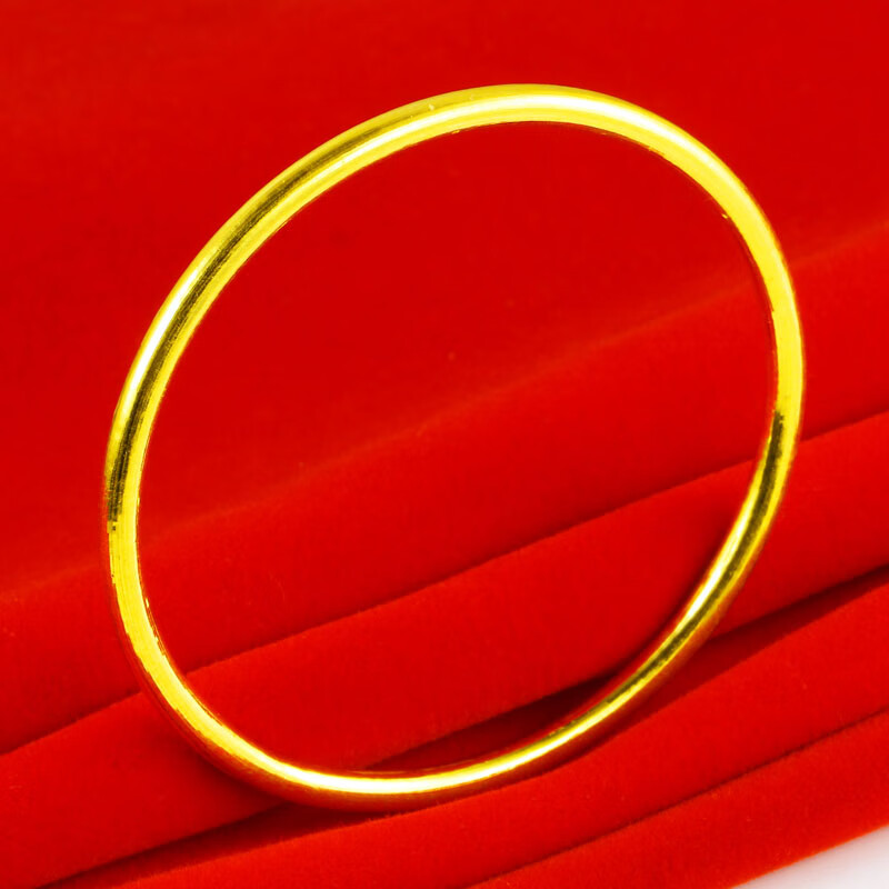 老凤凰黄金手镯足金女士光面素面素圈古法真金镯子足金子送女友节日送