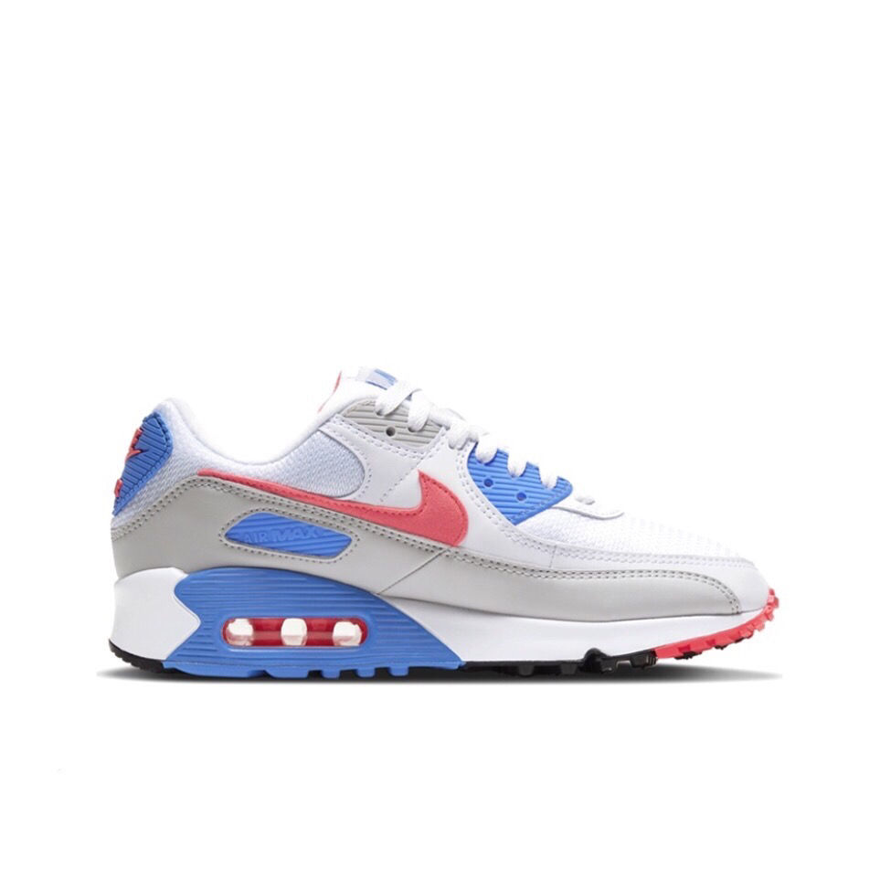 高版本1/1 新款air max 90 hot coral 白蓝红 复古气垫鞋 轻便百搭