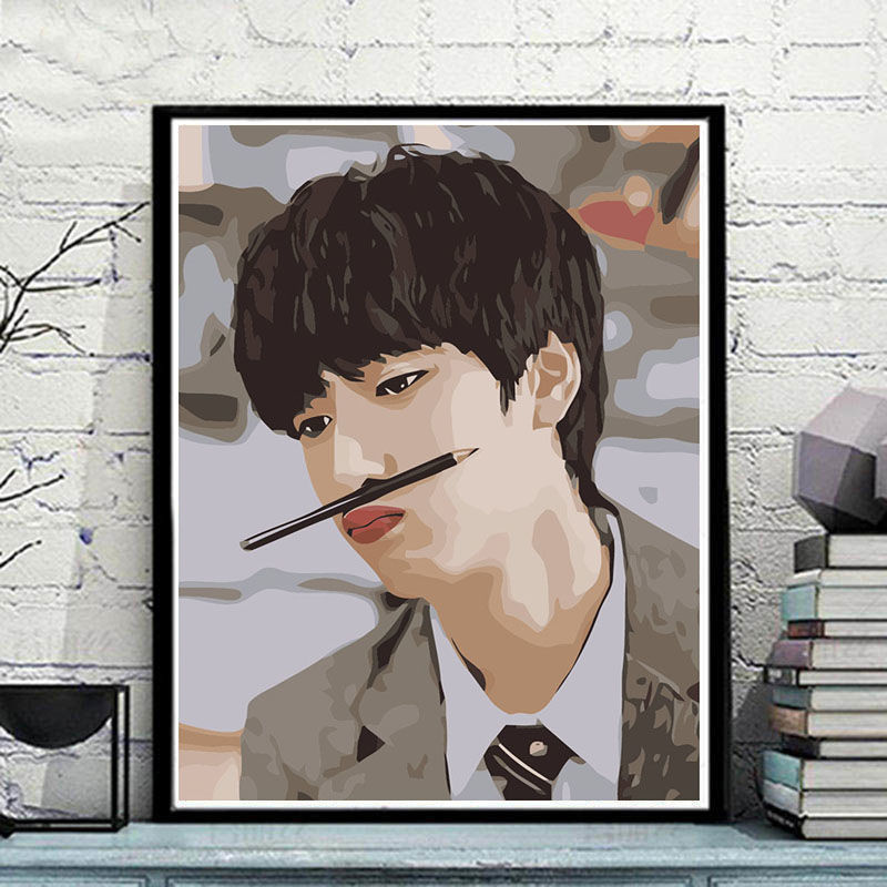 定制风景花卉动物人物儿童手工填色手绘客厅装饰40*50 5280严浩翔 40