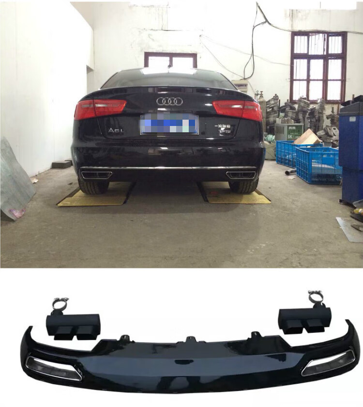 适用于 适用于12-21款奥迪a6l改装s6四出后唇尾喉排气 升级rs6后尾唇