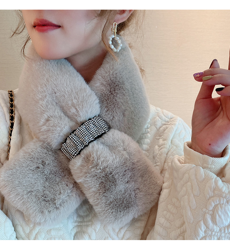 旗舰官方气质交叉小围脖毛毛领围巾女冬季护颈百搭仿獭兔毛绒假领新款