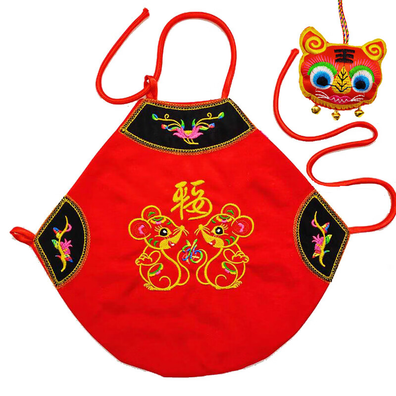端午节宝宝衣服五毒老虎肚兜 宝宝端午节刺绣五毒肚兜新生婴儿连体护
