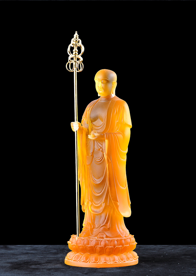 站像居家供奉九华山站像地藏菩萨娑婆三圣佛 大地藏王 琉璃-和s【图片