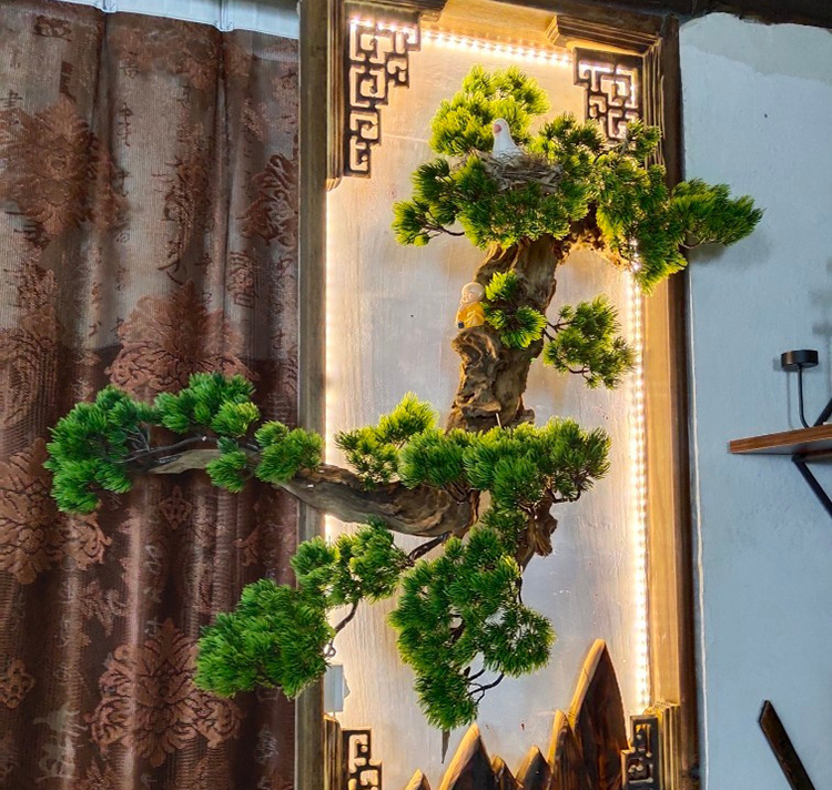 仿真松树枝迎客松假松枝树叶材料装饰柏树叶子松针松叶塑料松树叶实用