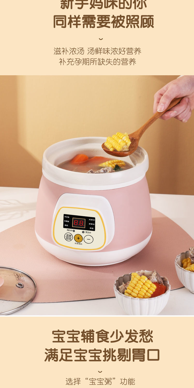 小熊bear同款电炖锅陶瓷电砂锅全自动煮粥锅电炖盅迷你宝宝bb养生煲汤