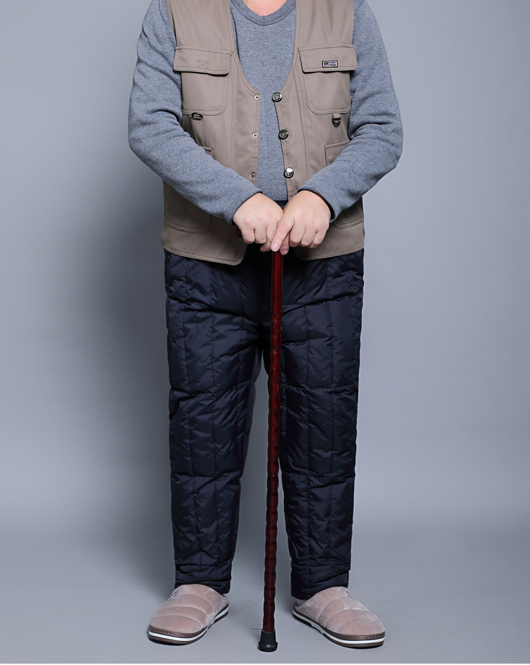 老年男裤7080岁宽松裤内胆毛裤中老年人爷爷加厚棉裤冬藏蓝色l90110斤