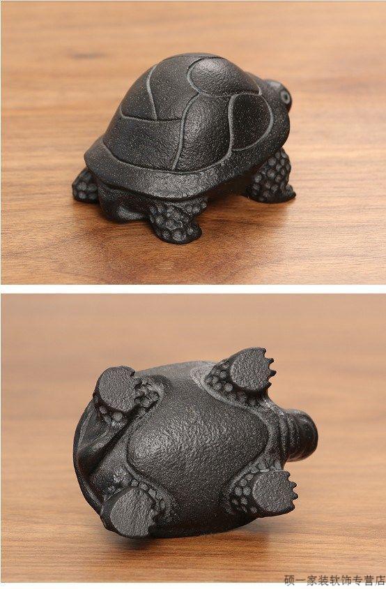 石雕乌金石将军石龟茶宠摆件精品可养石头小乌龟茶具配件石龟 乌金石