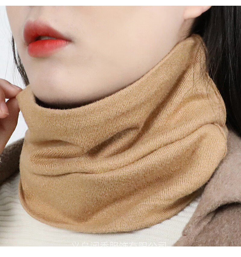 碧冰软糯亲肤保暖围脖针织仿羊绒护颈套头围脖中老年纯色百搭围巾批发